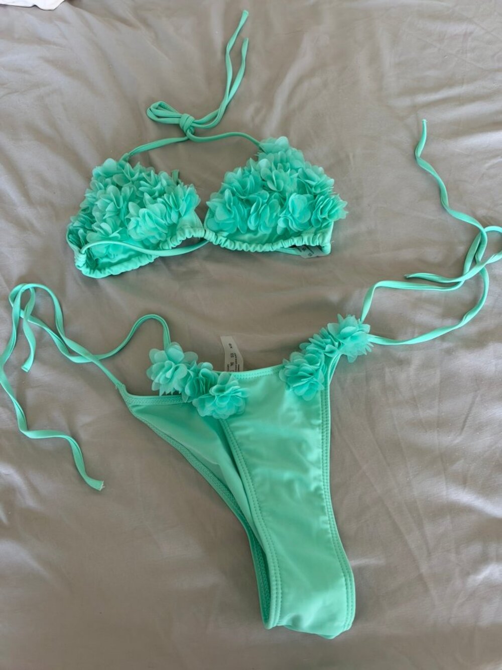 Mint Floral Applique Bikini Set